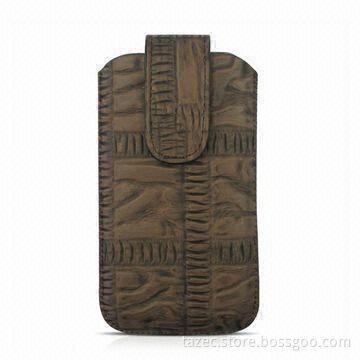 Case for iPhone Pouch with Invisible Magnet, Made of Special Snake and Crocodile PU